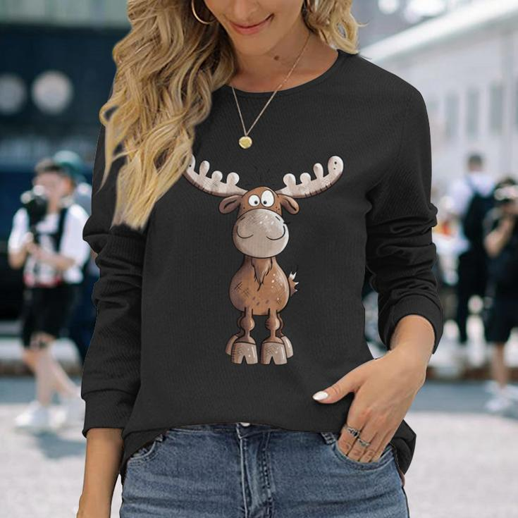 Crazy Elk I Deer Reindeer Fun Hunting Christmas Animal Motif Langarmshirts Geschenke für Sie
