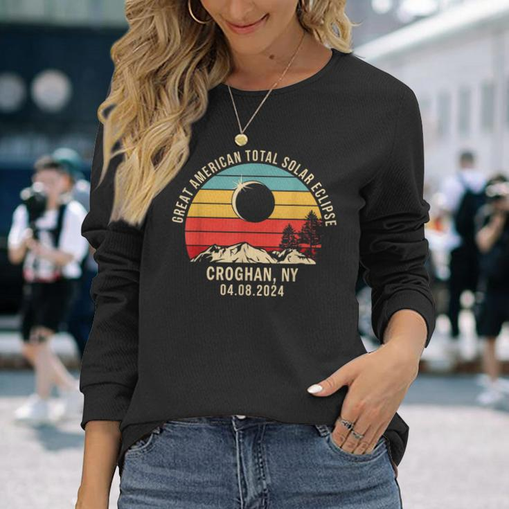 Croghan Ny New York Total Solar Eclipse 2024 Long Sleeve T-Shirt Gifts for Her