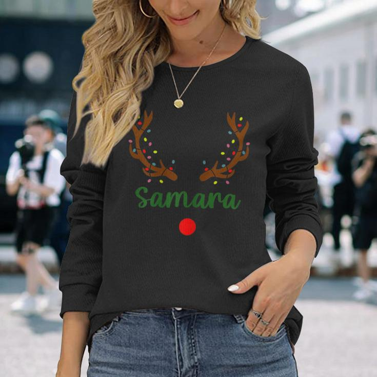 Custom Name Christmas Matching Family Pajama Samara Long Sleeve T-Shirt Gifts for Her