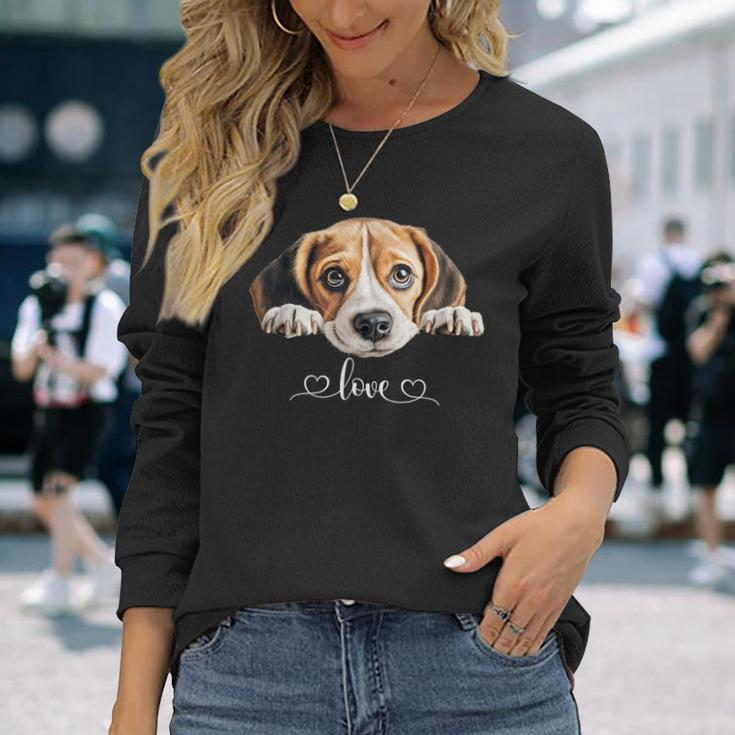 Cute Dog Graphic Love Beagle Puppy Dog Long Sleeve T-Shirt Gifts for Her