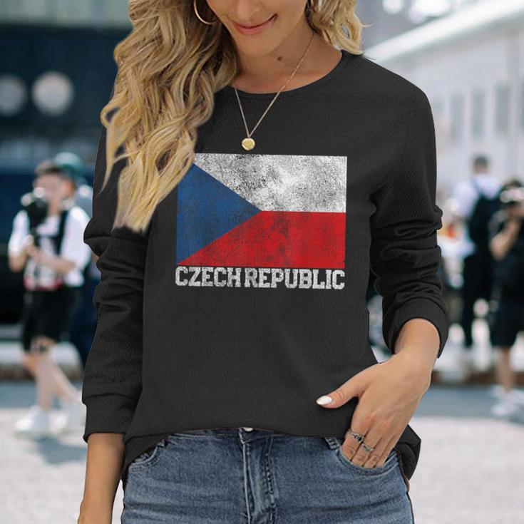 Czech Republic Flag Family Pride Country Vintage Long Sleeve T-Shirt Gifts for Her