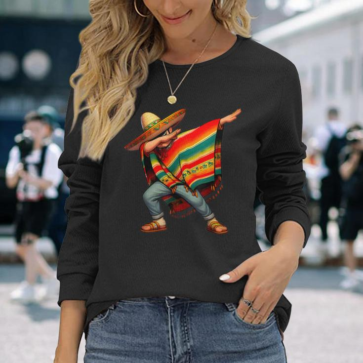 Dabbing Mexican Poncho Cinco De Mayo Boys Toddlers Long Sleeve T-Shirt Gifts for Her