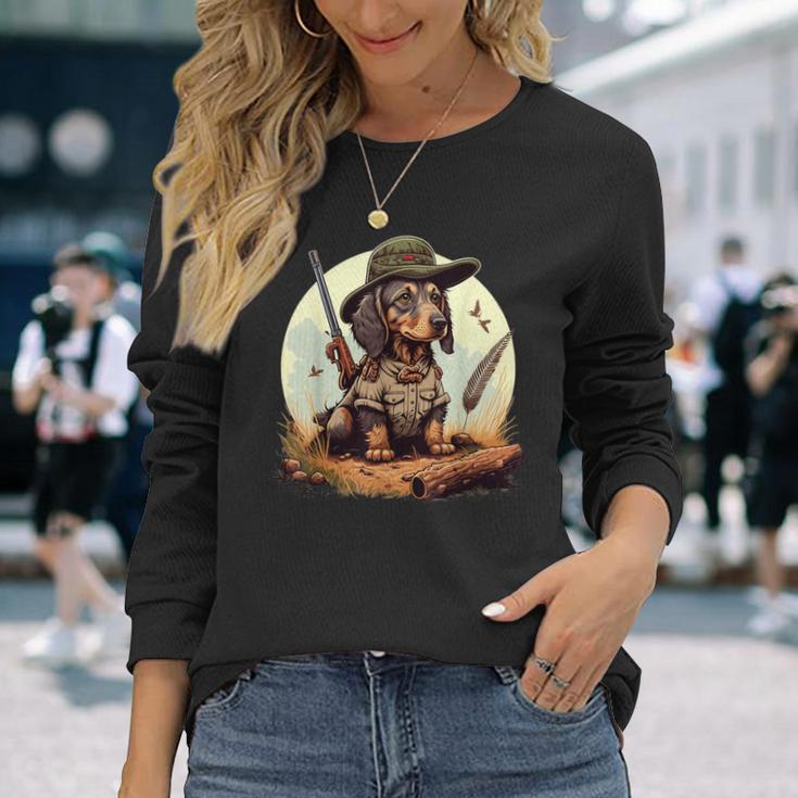 Dachshund Hunter On Dachshund Game Hunting Langarmshirts Geschenke für Sie