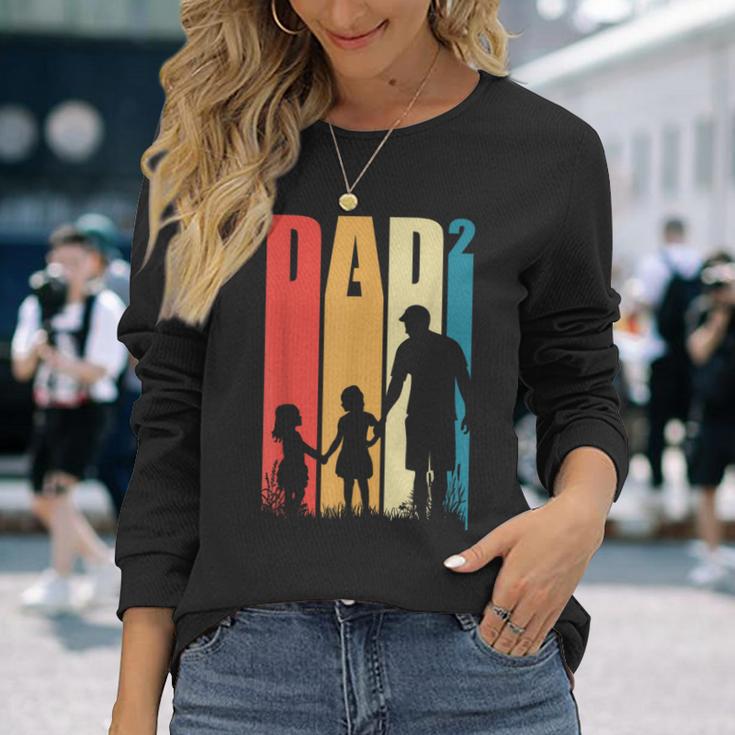 Dad 2 Kinder Lustigateratertag Geschenk Herren Männer Langarmshirts Geschenke für Sie