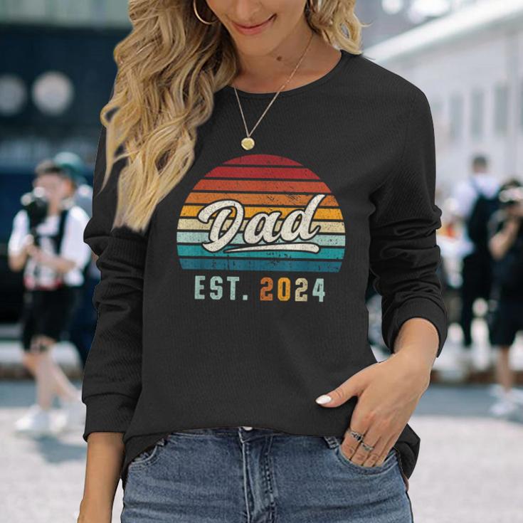 Dad Est 2024 Ersteratertag Frischgebackener Papa Langarmshirts Geschenke für Sie