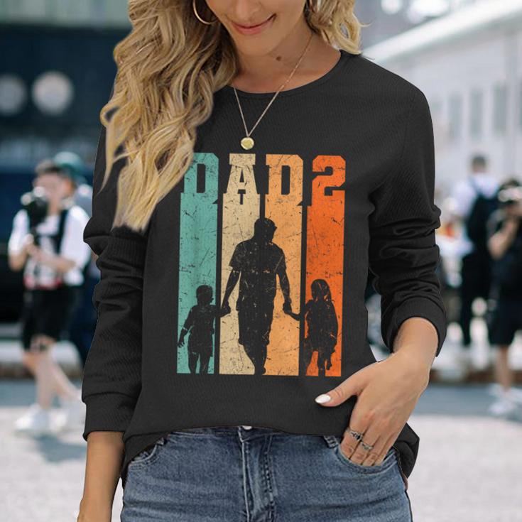 Dad Hoch 2 Zwei Papa Son Tocher Langarmshirts Geschenke für Sie