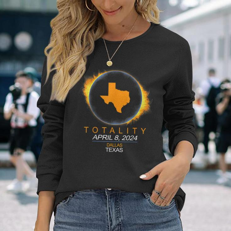 Dallas Texas Total Solar Eclipse 2024 Long Sleeve T-Shirt Gifts for Her