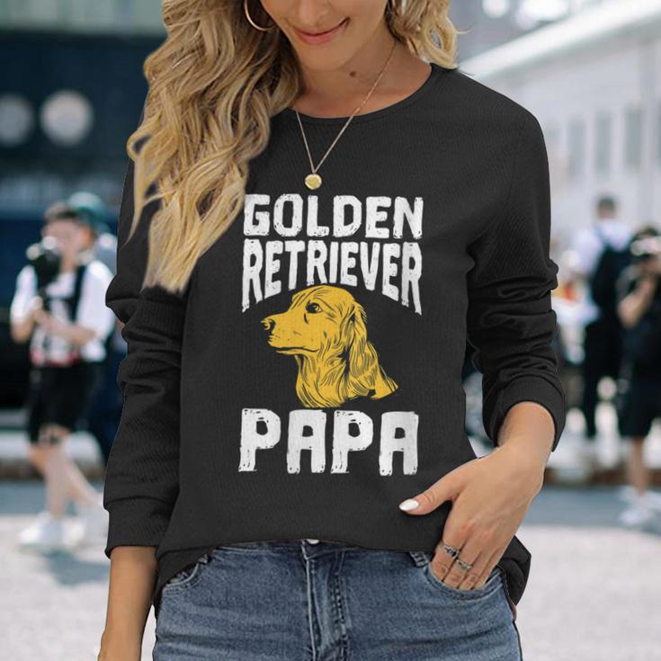 Damen Golden Retriever Hundehalter Besitzerater Papa Dad Mit-Ausschnitt Langarmshirts Geschenke für Sie