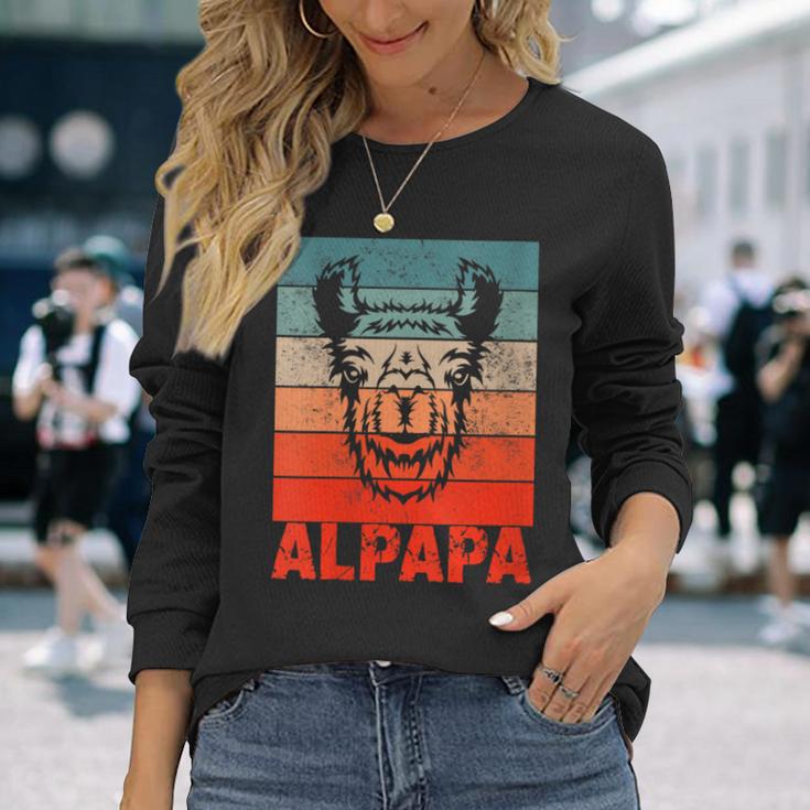 Damen Papa Alpaka Alpapaatertag Bester Frischgebackenerater Mit-Ausschnitt Langarmshirts Geschenke für Sie