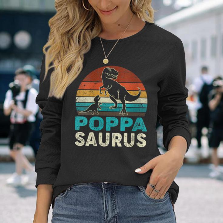 Damen Passender Familien-Poppasaurus T-Rex Dinosaurier Für Papa Opa Mit-Ausschnitt Langarmshirts Geschenke für Sie