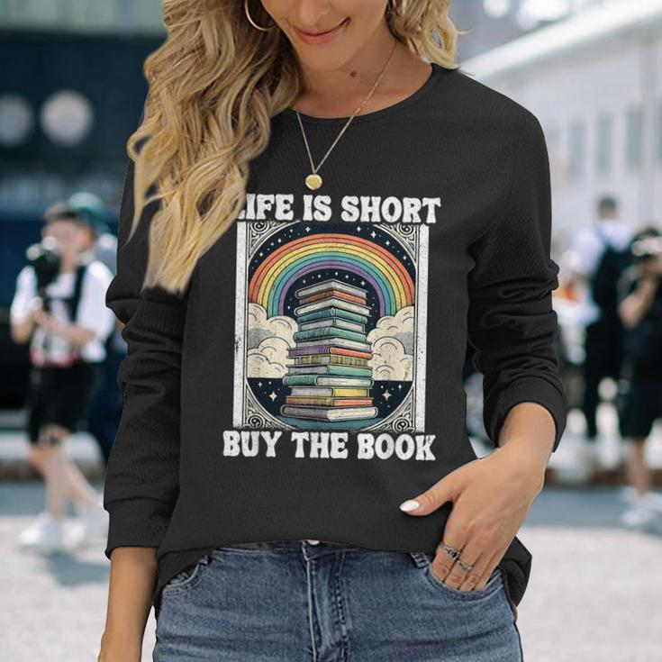 Das Leben Ist Kurz Aber Das Buch Bücher Lesen Langarmshirts Geschenke für Sie