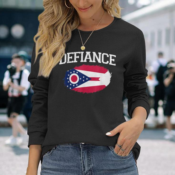 Defiance Oh Ohio Flagge Vintage Usa Sport Herren Damen Langarmshirts Geschenke für Sie