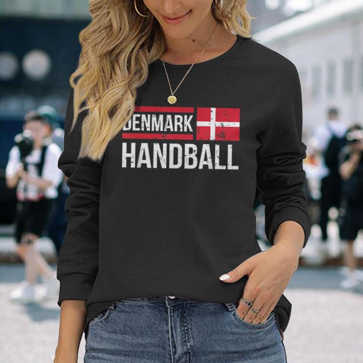 Denmark Handball Flag Fan Team Player Jersey Langarmshirts Geschenke für Sie