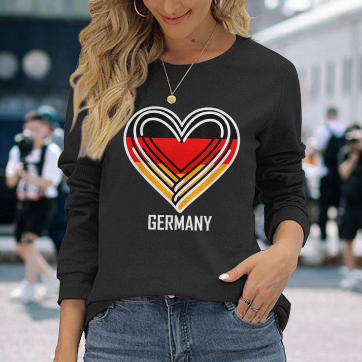 Deutsch Banner Fan Deutschland Flagge Herz Langarmshirts Geschenke für Sie