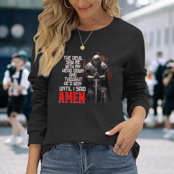 The Devil Saw Me With My Head Down Thought He'd Won Christ Long Sleeve T-Shirt Gifts for Her