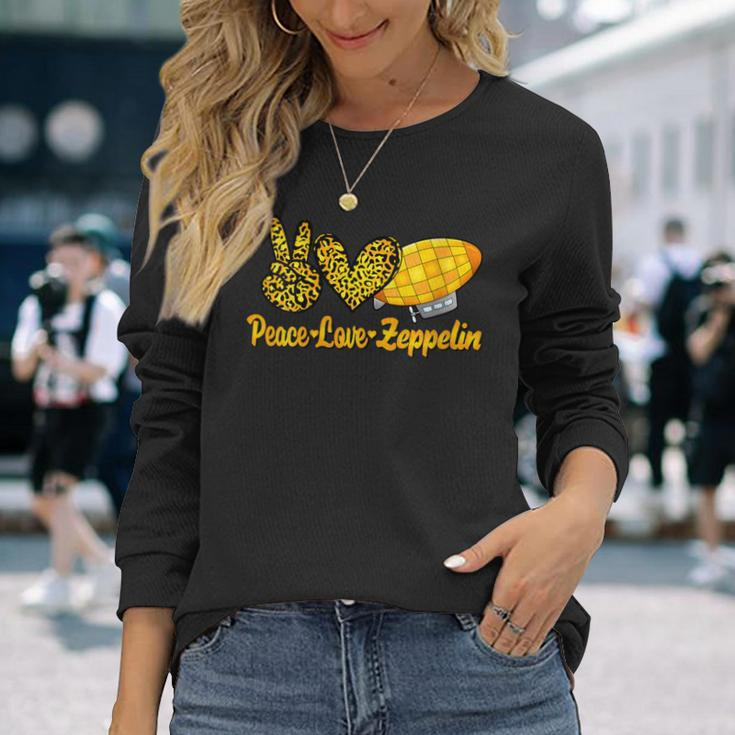 Dirigible Zepelin Love Peace Airship Blimp Zeppelin Long Sleeve T-Shirt Gifts for Her