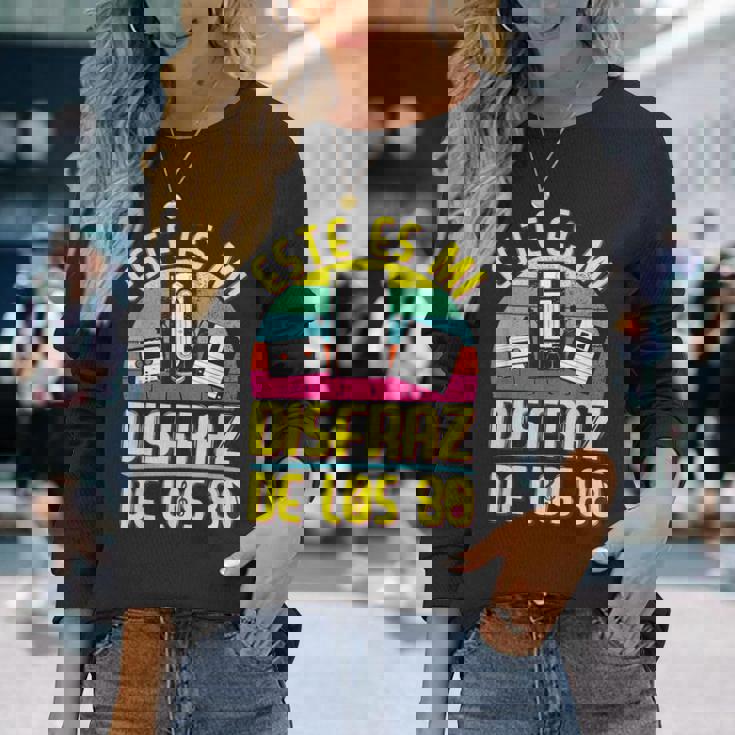 Disfraz Años 80 80S Outfit 80S Costume Hombre Niño Cassette Camiseta de manga larga Regalos para ella