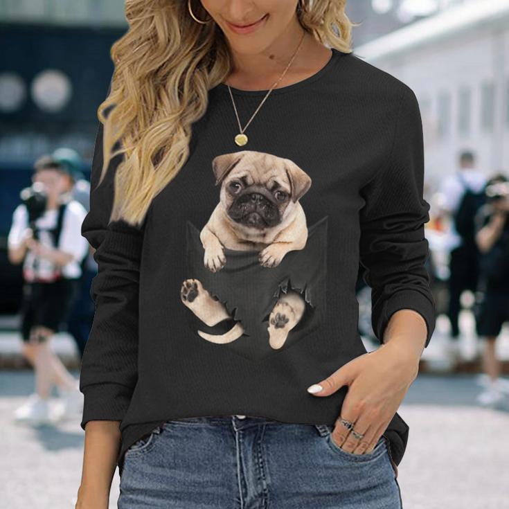 Dog Lovers Pug In Pocket Dog Pug Long Sleeve T-Shirt Gifts for Her