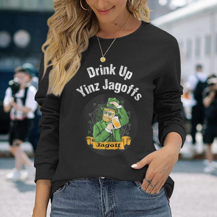 Drink Up Yinz Jagoffs Novelty Drinking Christmas Long Sleeve T-Shirt Gifts for Her