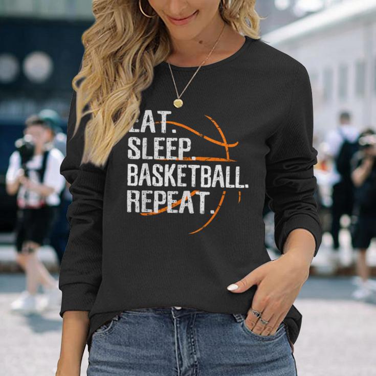 Eat Sleep Basketball Repeat For Basketball Fan Langarmshirts Geschenke für Sie