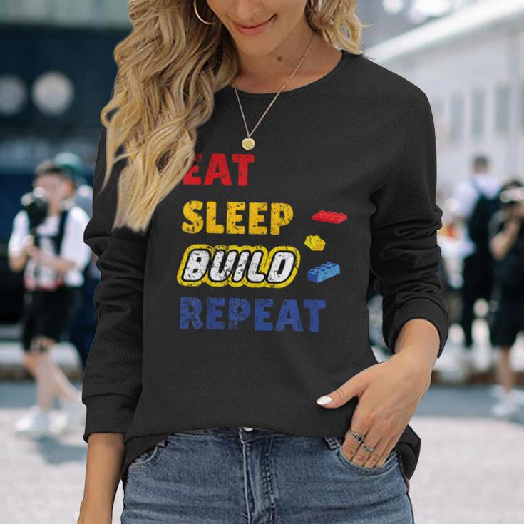 Eat Sleep Build Repeat Klemmbaustein Spielzeug Stones Langarmshirts Geschenke für Sie