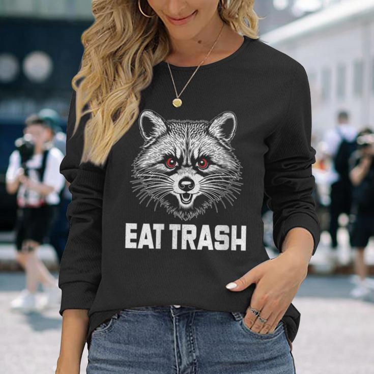 Eat Trash Raccoon Face Angry Raccoon Wild Animal Long Sleeve T-Shirt Gifts for Her