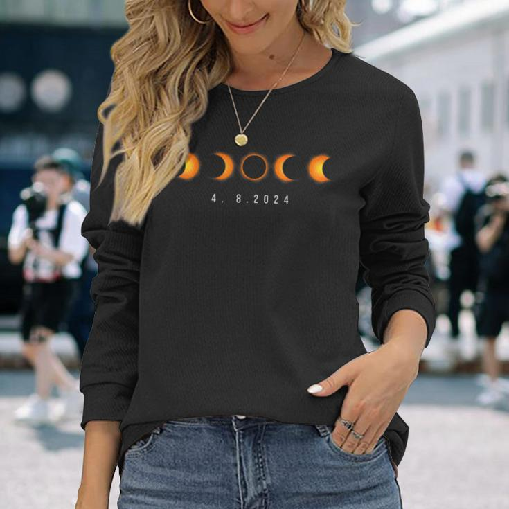 Eclipse 482024 Total Solar Eclipse Astronomy Space Long Sleeve T-Shirt Gifts for Her