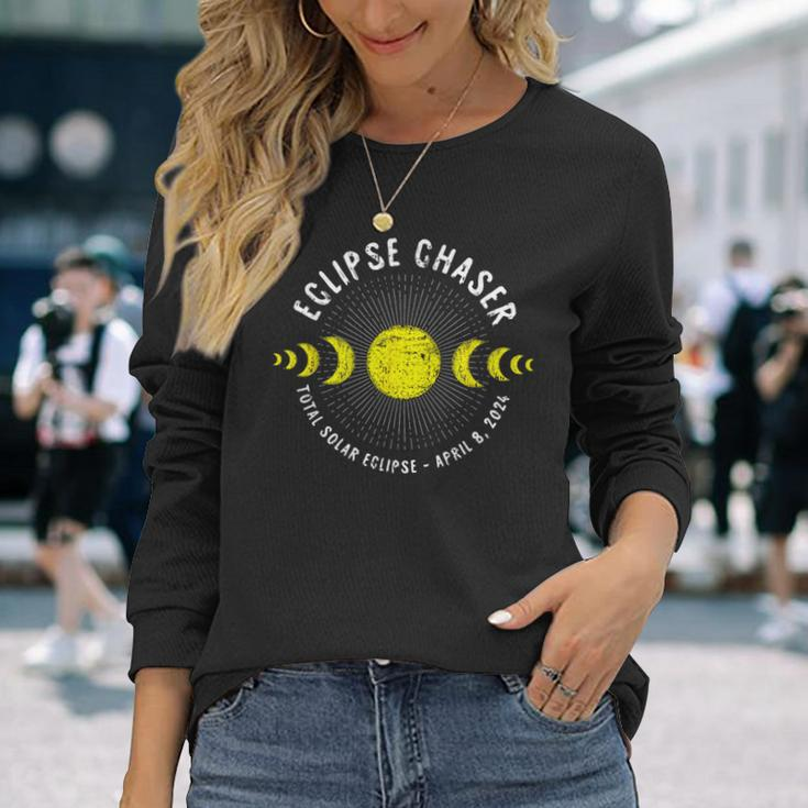 Eclipse Chaser Total Solar Eclipse April 8 2024 Totality Long Sleeve T-Shirt Gifts for Her