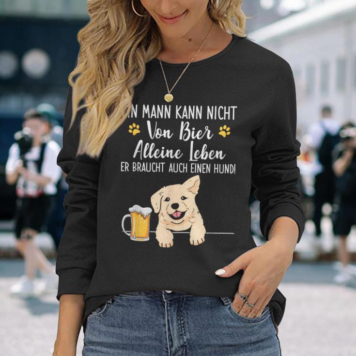 Ein Mann Kann Nichton Bier Alleine Leben Dog Dad Dog Langarmshirts Geschenke für Sie