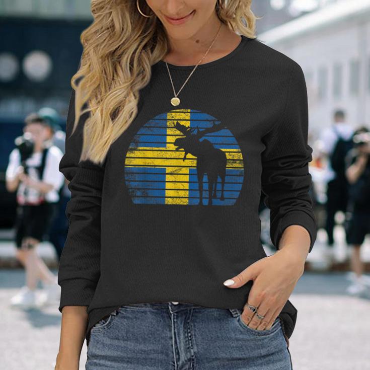 Elch Schwedische Flagge Schwede Skandinavien Schweden Langarmshirts Geschenke für Sie