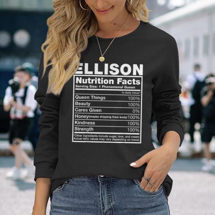 Ellison Nutrition Facts Ellison Name Birthday Long Sleeve T-Shirt Gifts for Her