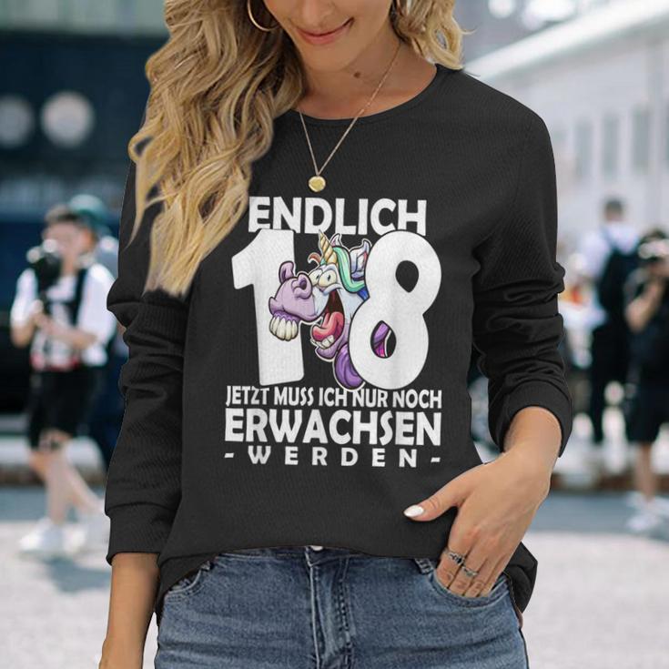 Endlich 18 Einhorn Langarmshirts - Humorvoller Aufdruck zum Erwachsenwerden Geschenke für Sie