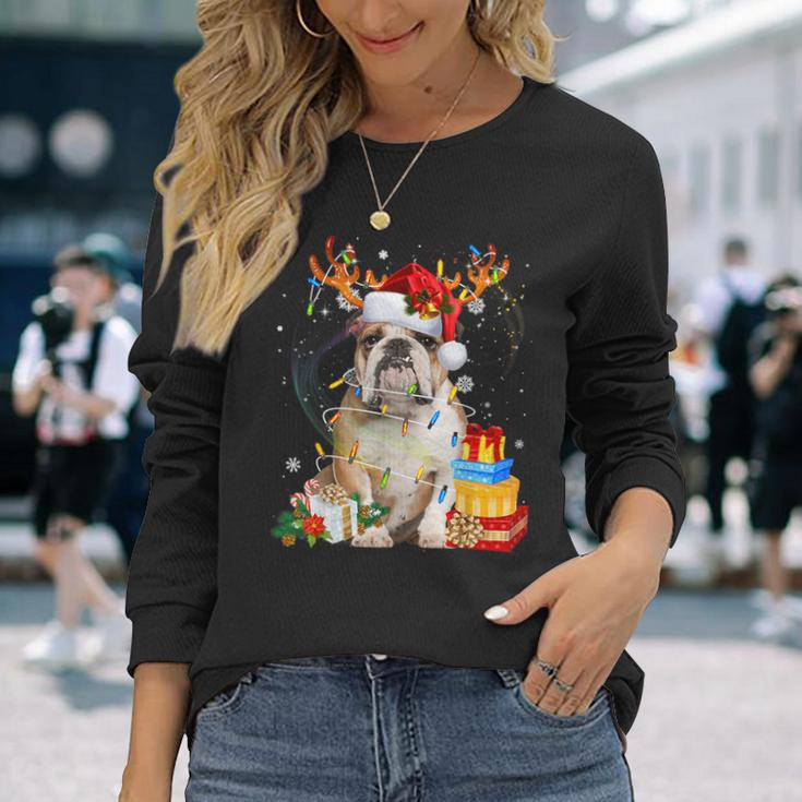 English Bulldog Christmas Dog Reindeer Langarmshirts Geschenke für Sie