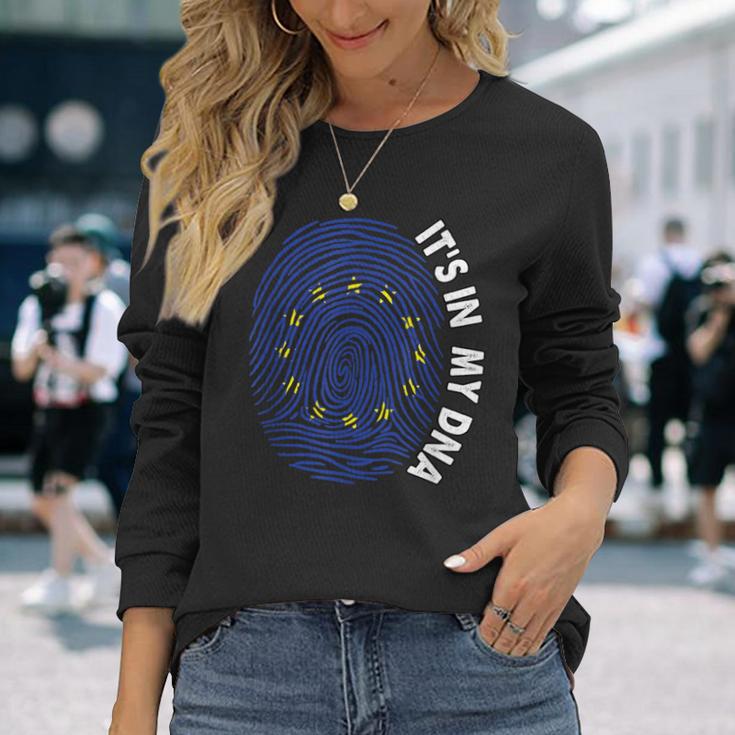 European Union It's In My Dna Pride European Union Flag Eu Long Sleeve T-Shirt Gifts for Her