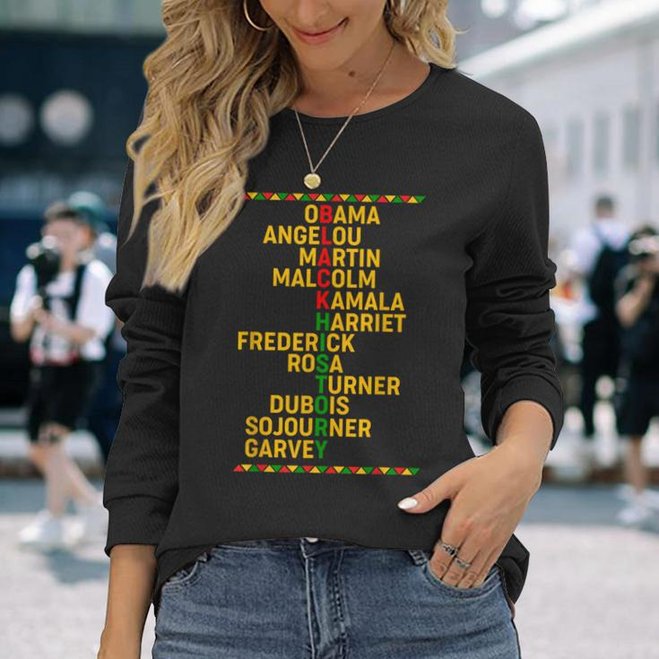 Famous African American Leader Culture Black History Month Long Sleeve T-Shirt Gifts for Her