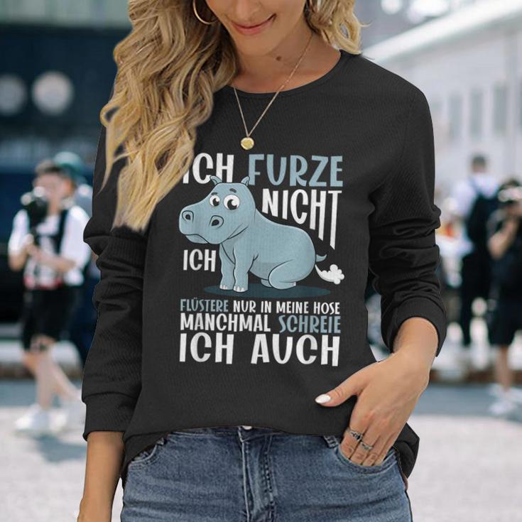 With Fart Hippo Ich Furze Nicht Ich Fuüstere Nur Langarmshirts Geschenke für Sie