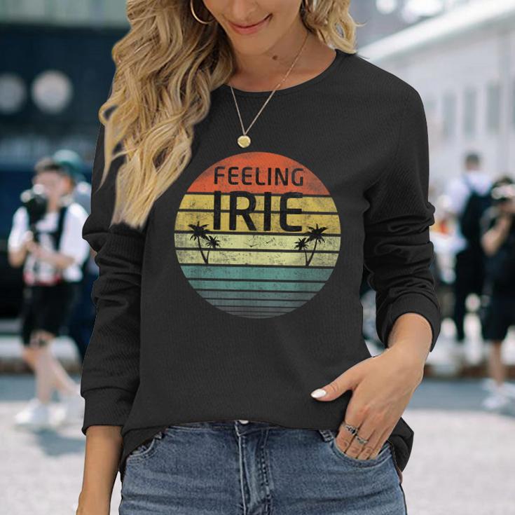 Feeling Irie Retro Sunset Jamaica Reggae Rasta Long Sleeve T-Shirt Gifts for Her