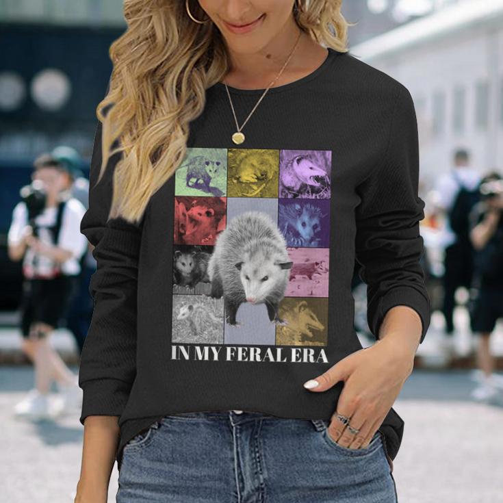 In My Feral Era Awesome Possum Opossum Cringy Meme Long Sleeve T-Shirt Gifts for Her