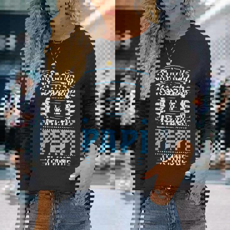 Fête Des Grands-Pères Meilleur Papi Super Papy T-shirt à manches longues Cadeaux pour elle