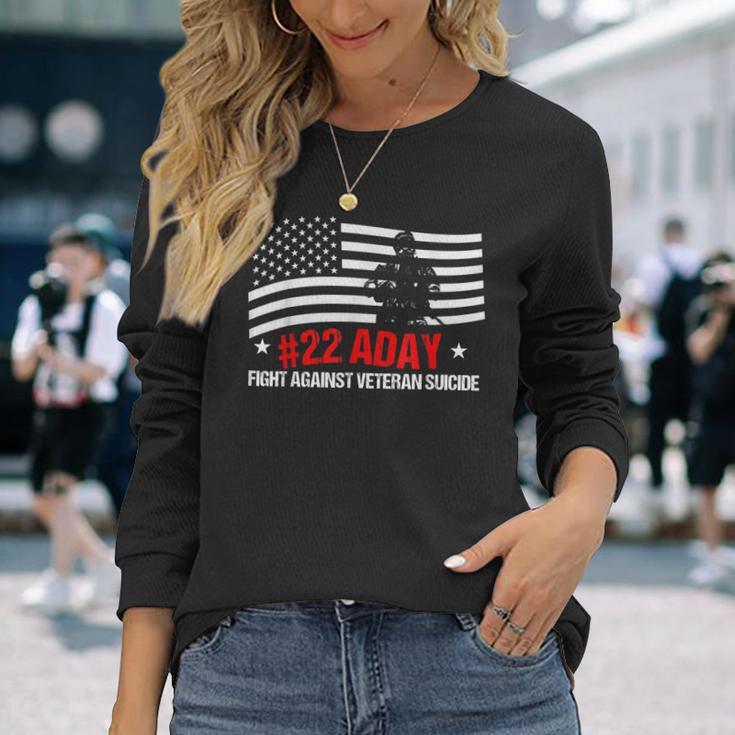 Fight Against Veteran Suicide Awareness Ptsd Veteran 22 Day Long Sleeve T-Shirt Gifts for Her