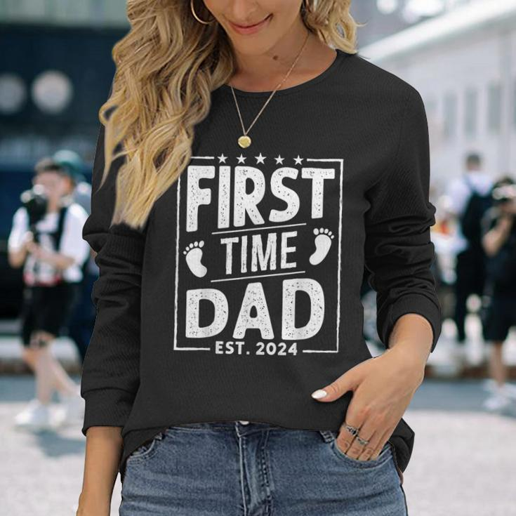 First 1St Time Dad Est 2024 New Dad First Father's Day Long Sleeve T-Shirt Gifts for Her