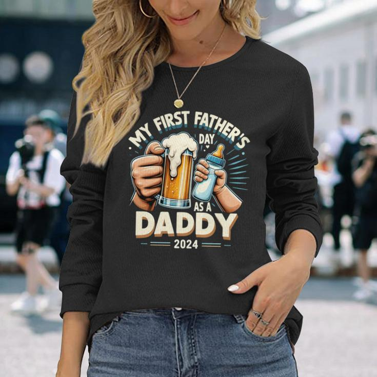 My First Father's Day As A Daddy Black Dad Black Father Long Sleeve T-Shirt Gifts for Her