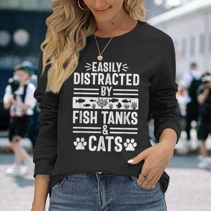 Fish Tank Lover Cat Owner Aquarium Aquarist Men Long Sleeve T-Shirt Gifts for Her