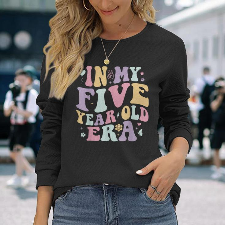 In My Five Year Old Era Retro Wavy Style 5Th Birthday Long Sleeve T-Shirt Gifts for Her