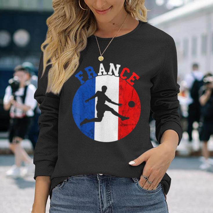 Frankreich Flagge Französisch Fußball Team French Roots French Pride Langarmshirts Geschenke für Sie