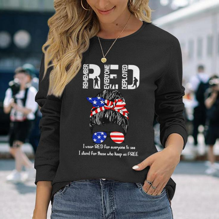 On Friday We Wear Red Military Support Troops Long Sleeve T-Shirt Gifts for Her