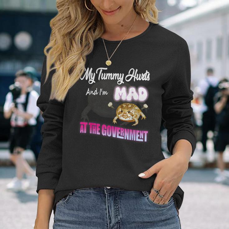 Frosch Meme Langarmshirts Mein Bauch schmerzt & Ich bin verrückt bei der Regierung Geschenke für Sie