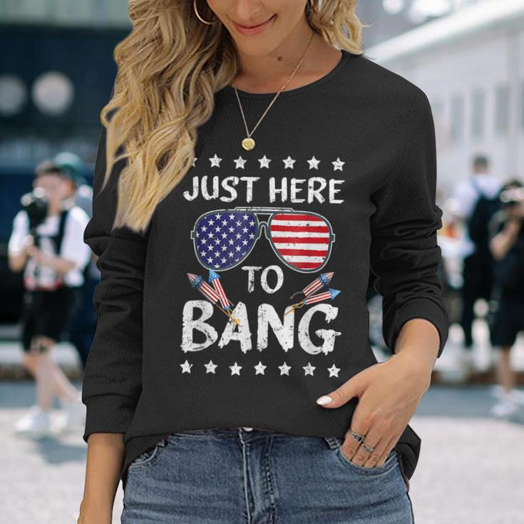 4Th Of July I'm Just Here To Usa Bang Flag Sunglasses Long Sleeve T-Shirt Gifts for Her