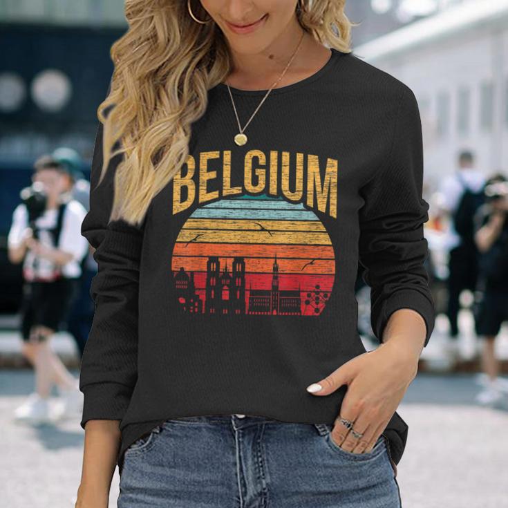 Belgium Flag Roots From Usa Belgium Long Sleeve T-Shirt Gifts for Her