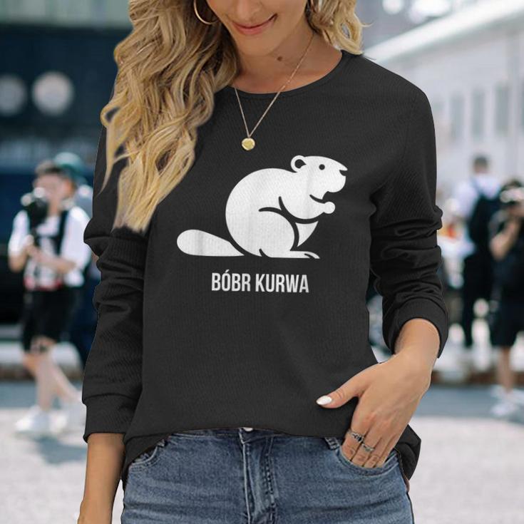 Bober Bóbr Kurwa Polish Internet Meme Beaver Langarmshirts Geschenke für Sie